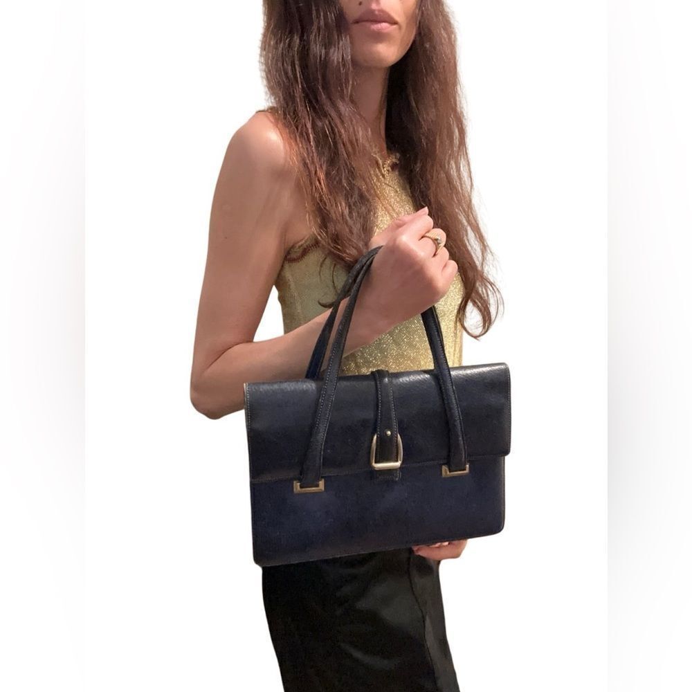 Gucci Blue Satchel with Gold Hardware